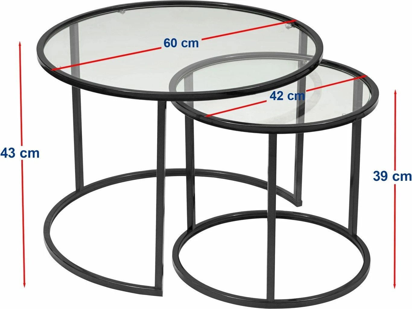 Set tavolinash kafeje Hanah Home, Belarus 60, e zezë, transparente