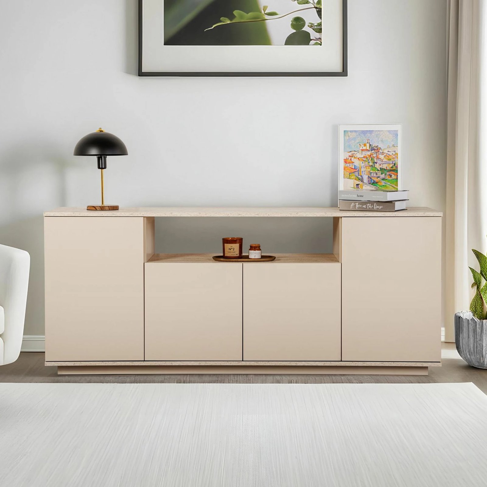 Konsol Skye Decor, Arista - ngjyrë mink, travertin