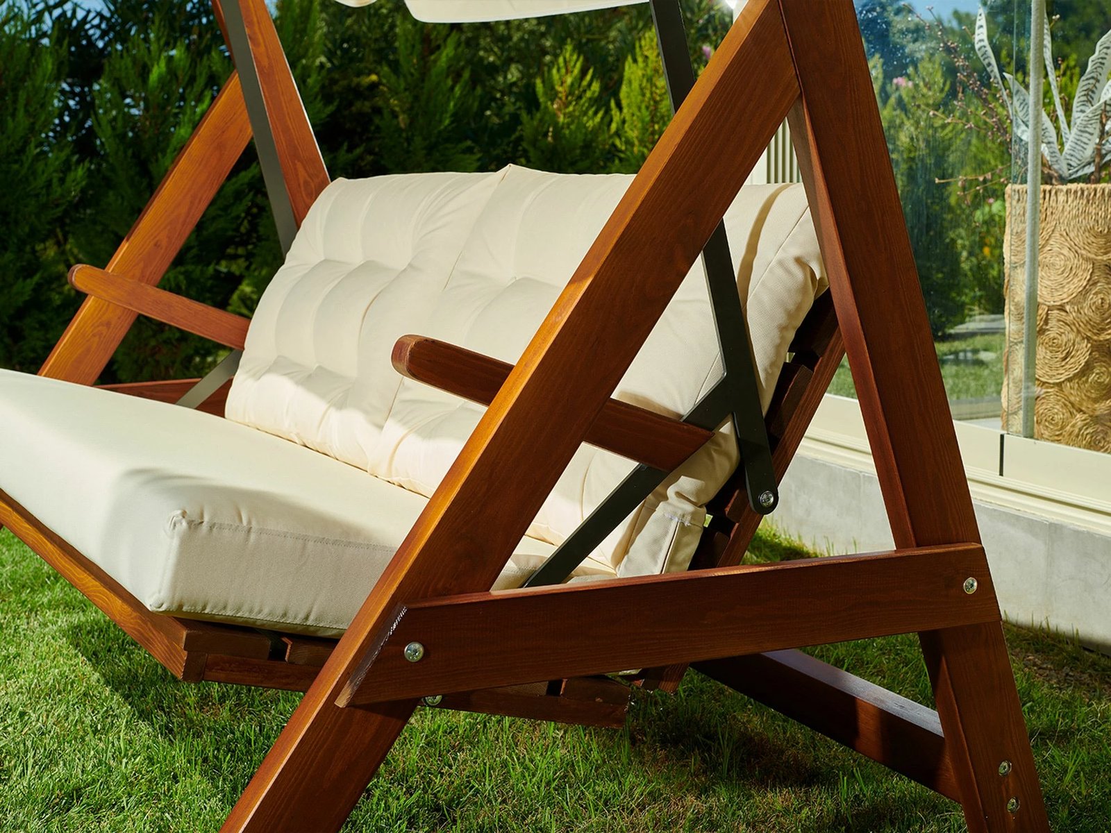 Karrige lëkundëse treshe për kopsht, ngjyrë bezhë, Skye Decor, Paris 2000