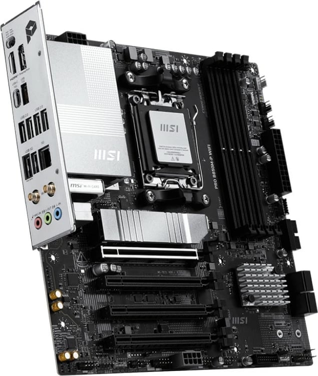 Pllakë amë MSI PRO B850M-P WIFI, Socket AM5, DDR5, micro ATX, Argjendtë