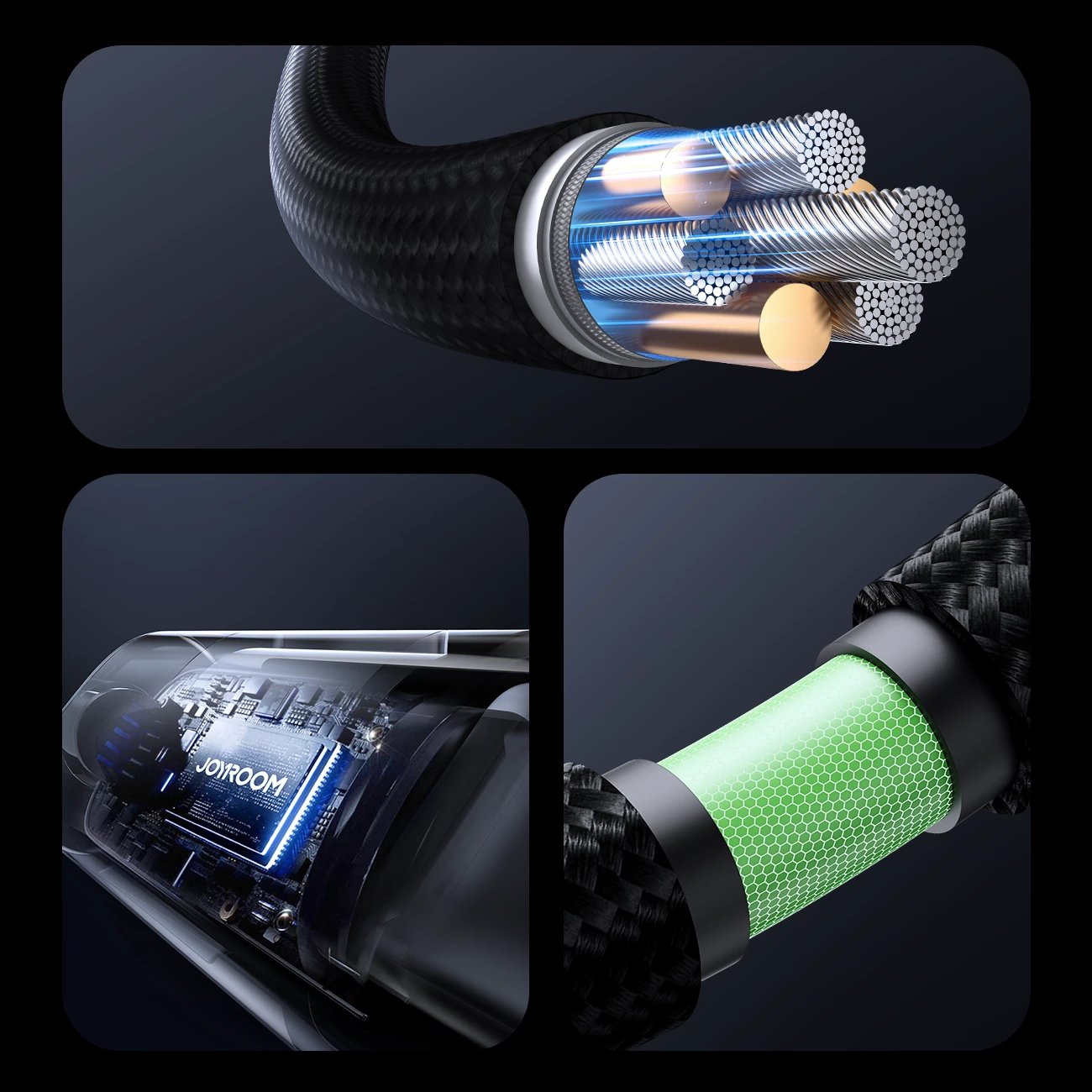 Kabllo USB-C në USB-C Joyroom S-A16 Pro Prism Series, 1.2m, 100W, me ekran digjital, e zezë