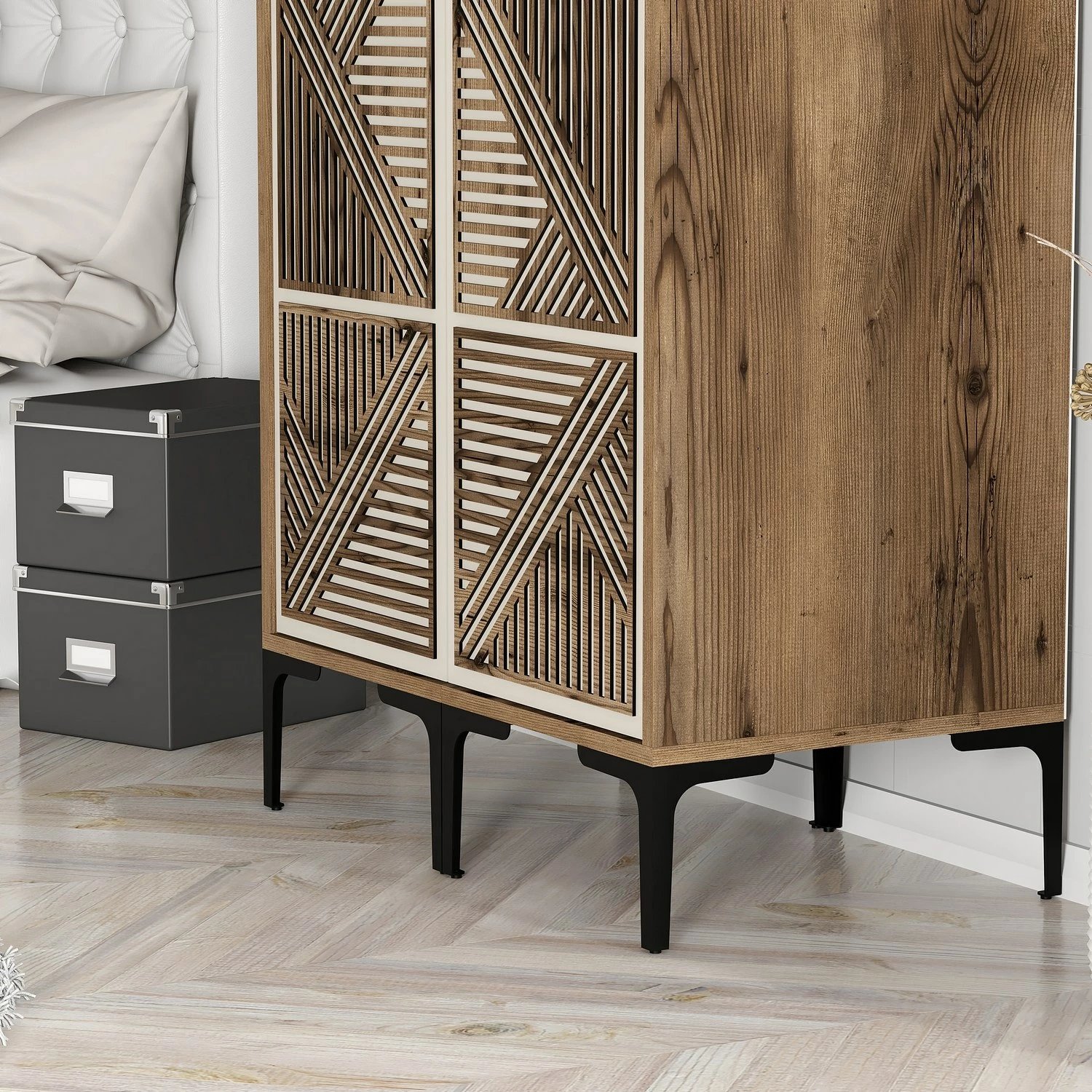 Dollap Hanah Home, Kumsal PP, ngjyrë arre dhe krem