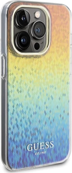 Mbështjellës Guess IML Faceted Mirror Disco Iridescent për iPhone 14 Pro, shumëngjyrësh