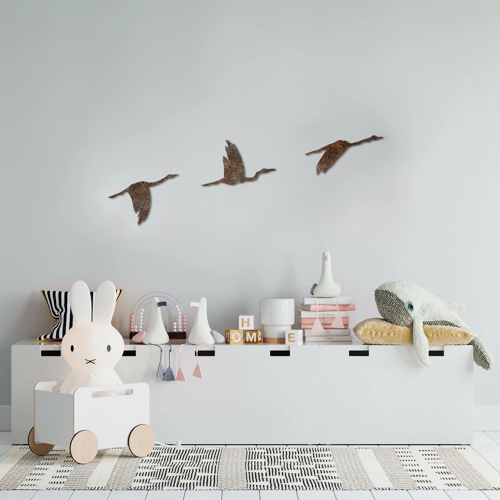 Aksesor dekorativ metalik për mur, zogj të ndryshkur, Wallity Aksesor dekorativ metalik për mur, zogj të ndryshkur, Wallity