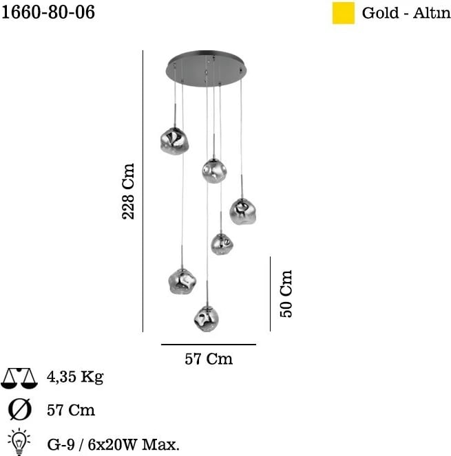 Llambë tavani Opviq, Herman - 80-06, ngjyrë ari