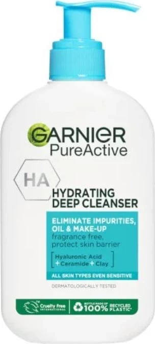 Xhel për pastrimin e fytyrës Garnier Pure Active Hydrating Deep Cleanser, 250 ml