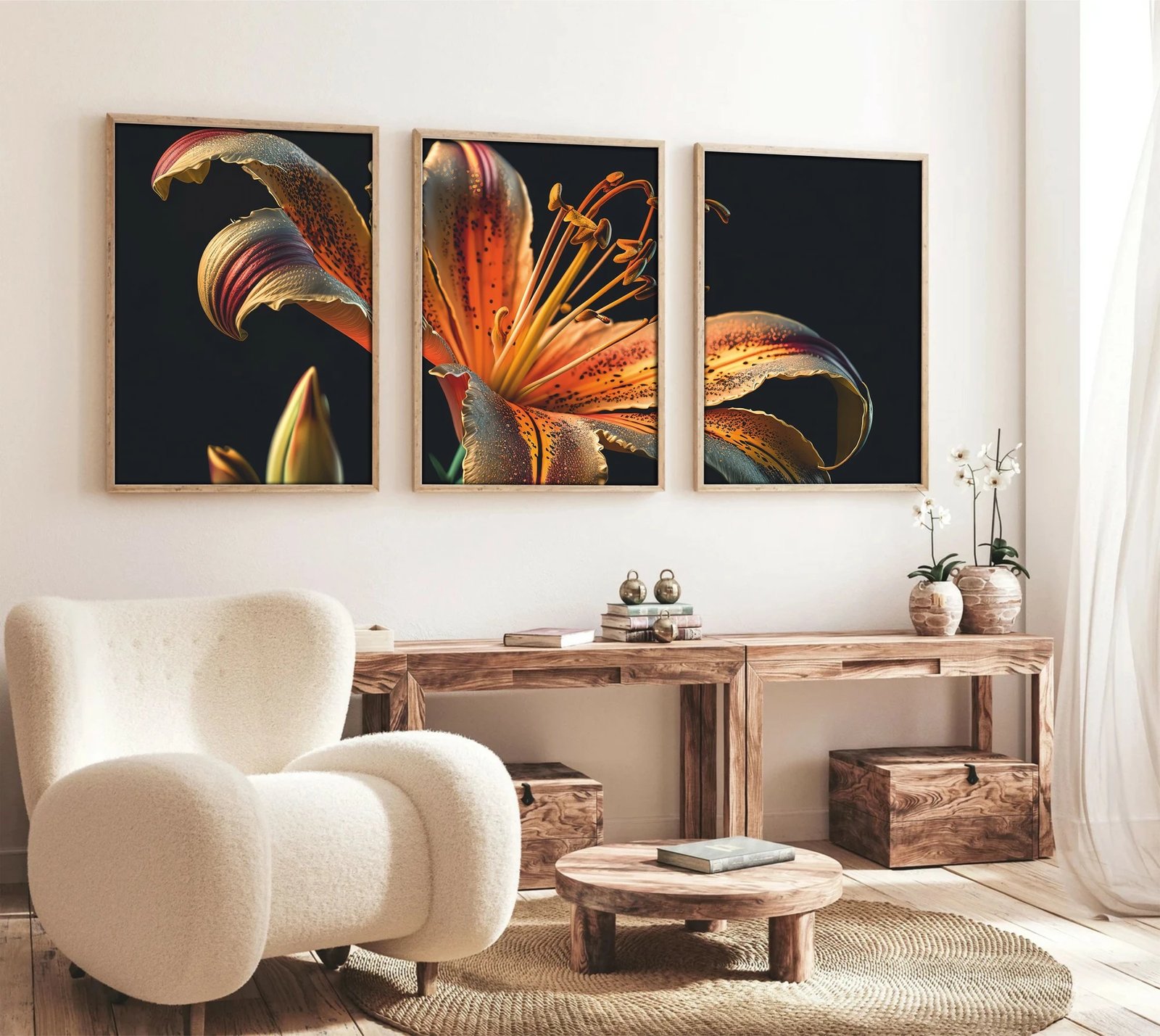 Pikturë dekorative me kornizë, MDF, 3 pjesë, Wallity, Huhu221, 50x70 cm