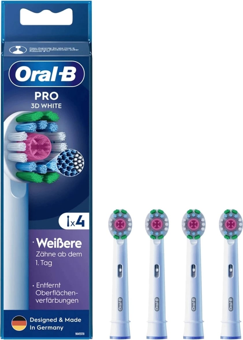 Kokë furçe dhëmbësh sonike, Oral-B, Pro 3D White 860960, e bardhë, set 4 copë