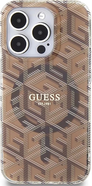 Mbështjellës Guess IML GCube MagSafe për iPhone 15 Pro Max, kafe Mbështjellës Guess IML GCube MagSafe për iPhone 15 Pro Max, kafe