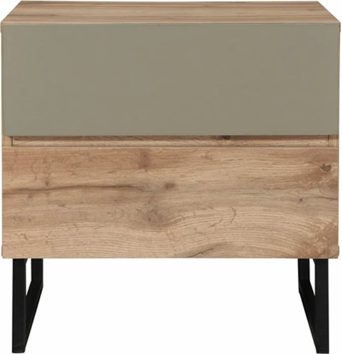 Komodinë Verde me 2 sirtarë, natyrale, mint, 50x41.5x50