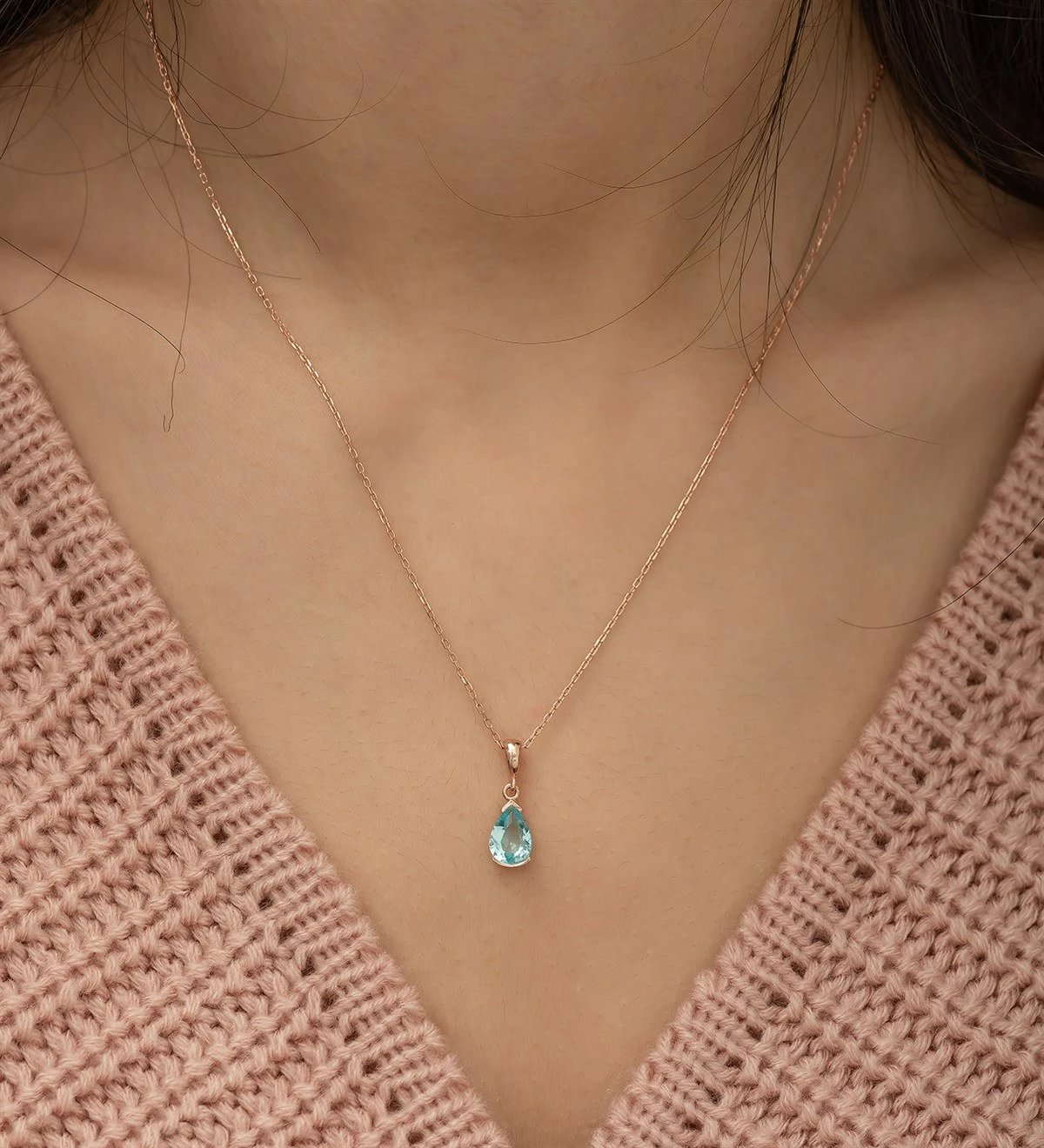 Vathë argjendi me gur akuamarin, ngjyrë rozë ari dhe kaltër, Jumeon, NRZ1092