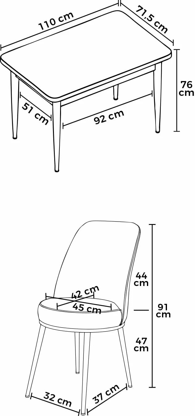Tavolinë me karrige për ngrënie (5 copë), Skye Decor, Barok, Mustard