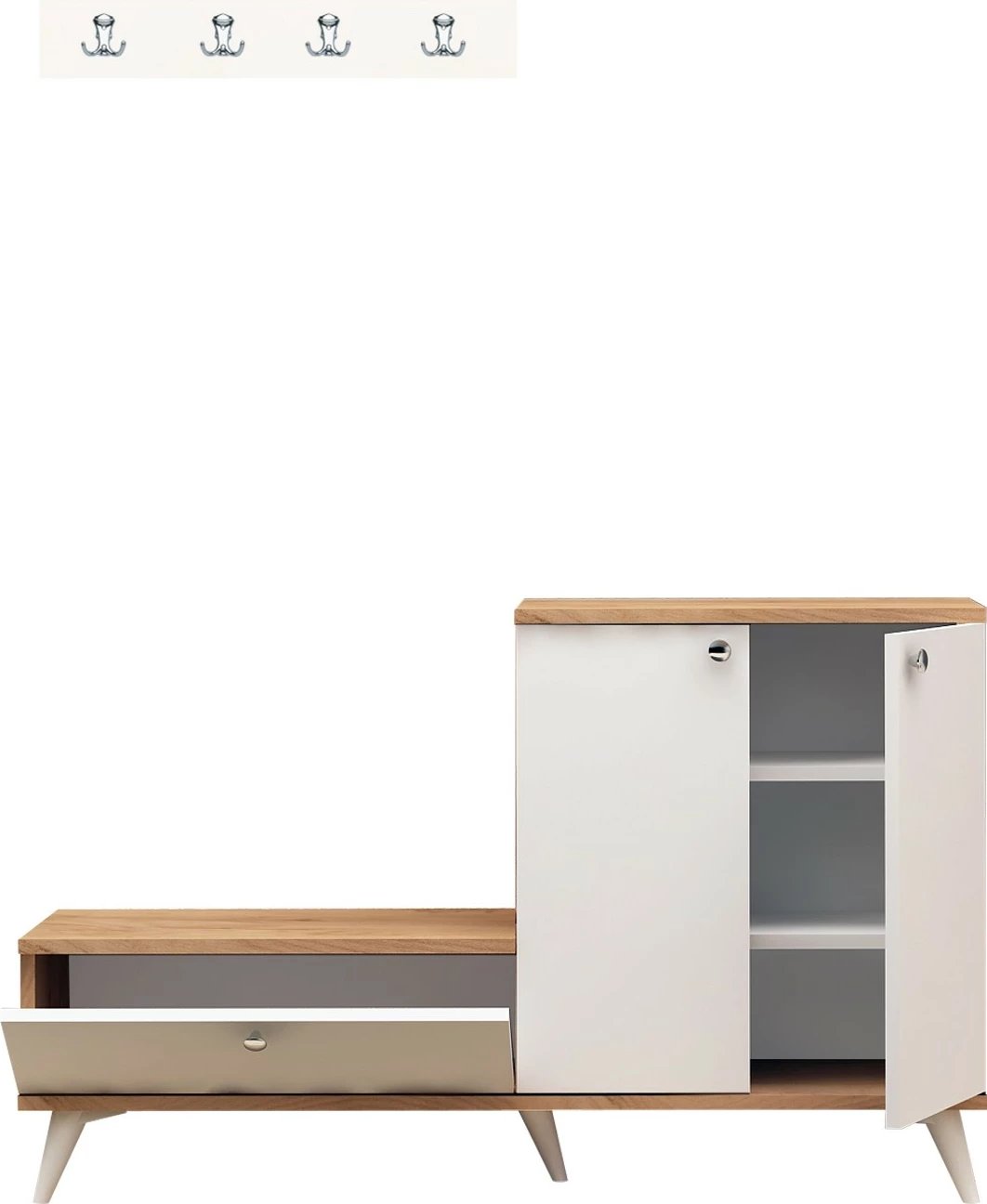 Stendë korridori Hanah Home, Evva, ngjyrë lisi dhe e bardhë