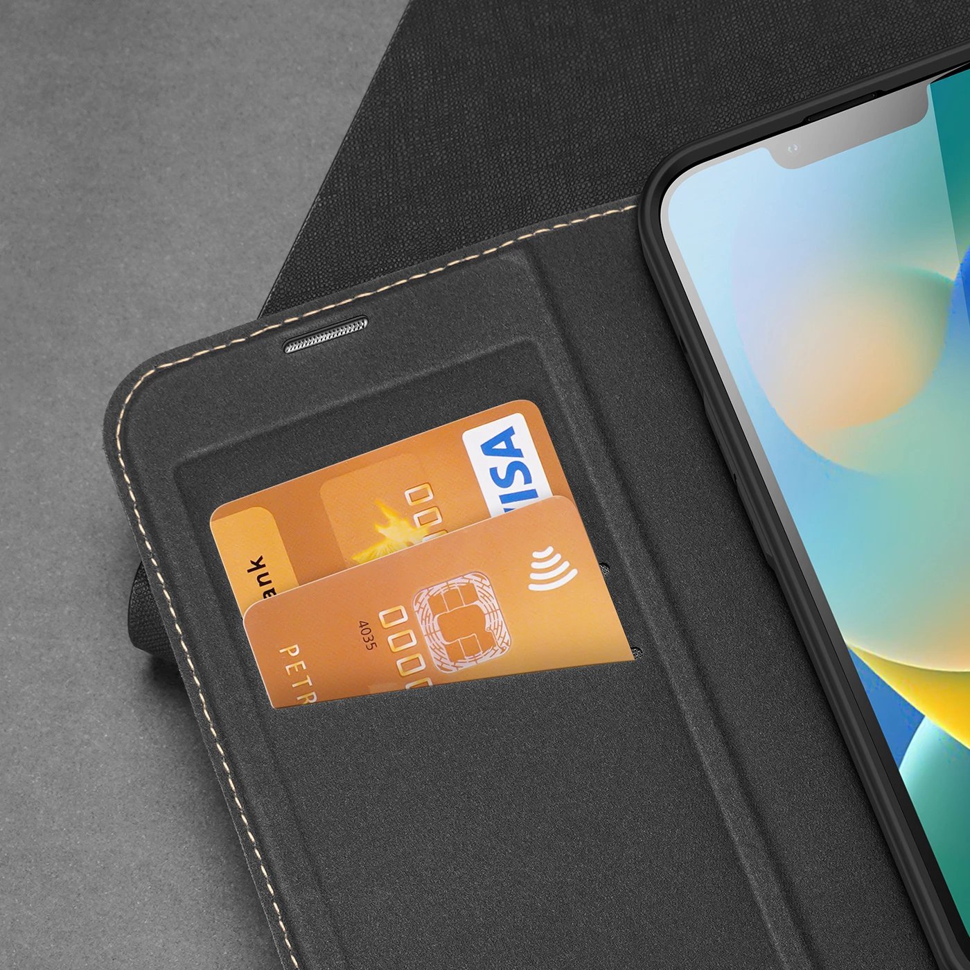 Mbështjellës Dux Ducis Skin X2 për iPhone 14 Plus, me kapak magnetik, i zi