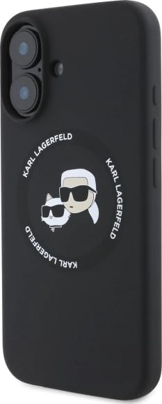 Mbështjellës Karl Lagerfeld KLHMP16SSKCHTCK për iPhone 16 6.1", silikon, MagSafe, zi