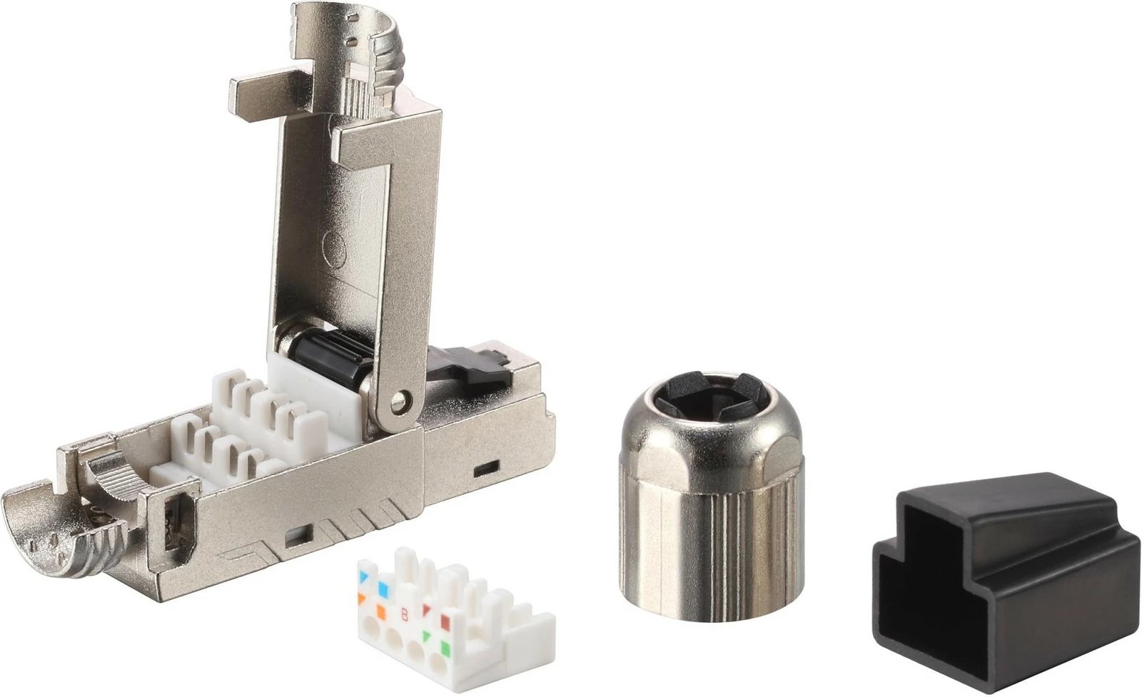 Prizë rrjeti RJ45 Cat 8.1 Equip, komplet 5 copë, pa vegla, ngjyrë e zezë/inox