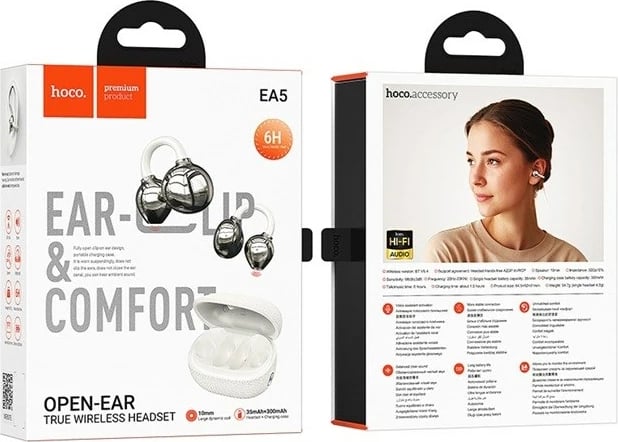 Kufje wireless HOCO EA5 DUKE III, open-ear, Bluetooth, të bardha Kufje wireless HOCO EA5 DUKE III, open-ear, Bluetooth, të bardha