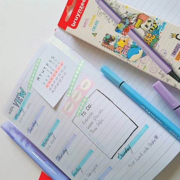 Markerë Bruynzeel College set 4 pastelë fluorescent