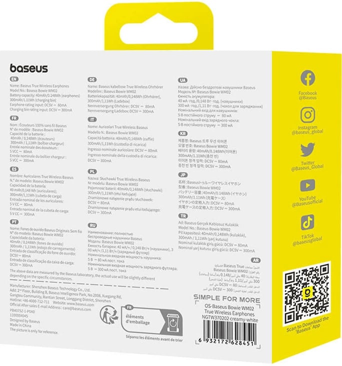 Kufje wireless Baseus Bowie WM02 OS, TWS, Bluetooth 5.3, të bardha