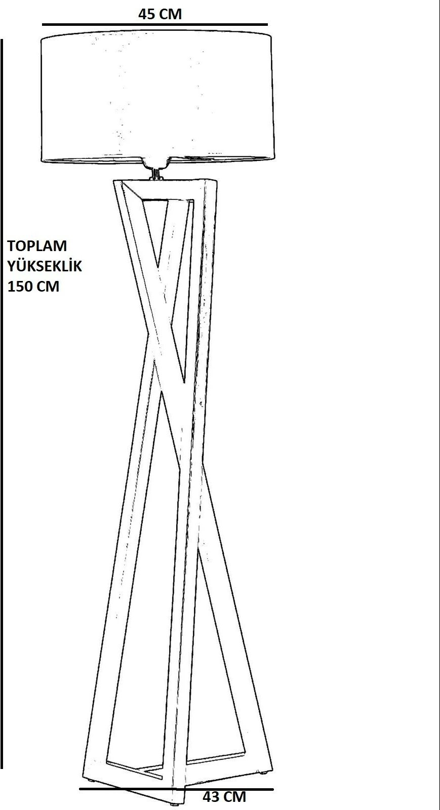 Llambë dyshemeje Opviq, trup druri, ngjyrë e zezë, 8747-4