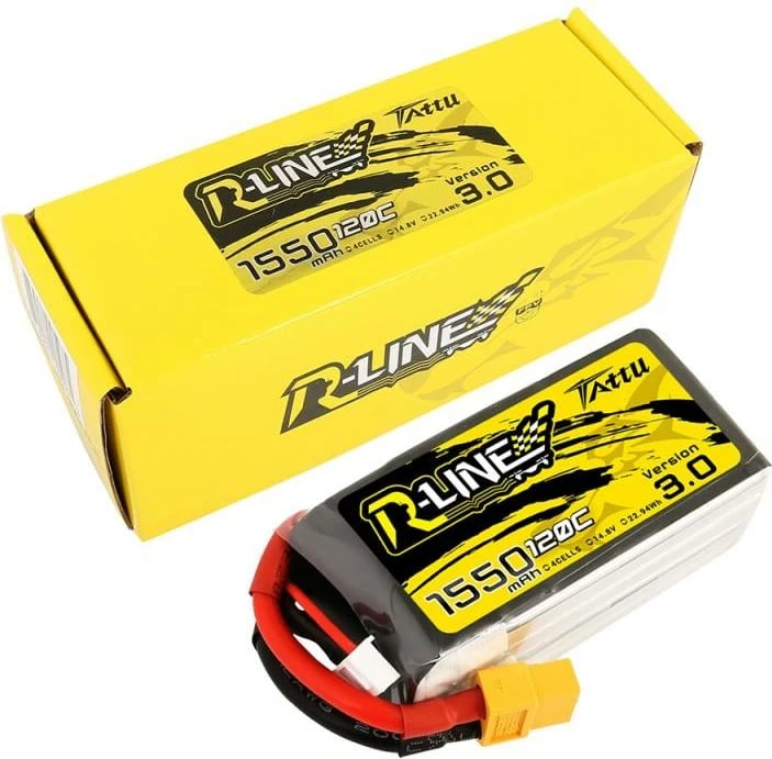 Bateri LiPo Tattu R-Line Version 3.0, 1550mAh, 14.8V, 120C, XT60