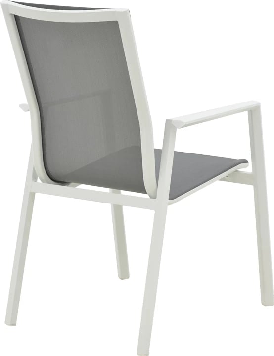 Karrige për kopsht Dashiell metalike e bardhë textilene gri e lehtë 71x58x94cm