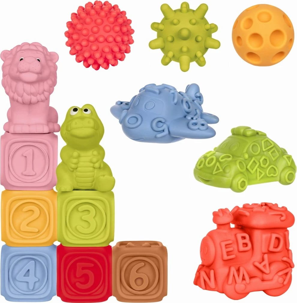 Set blloqe sensorike Tullo Montessori, 14 copë, ngjyra të përziera