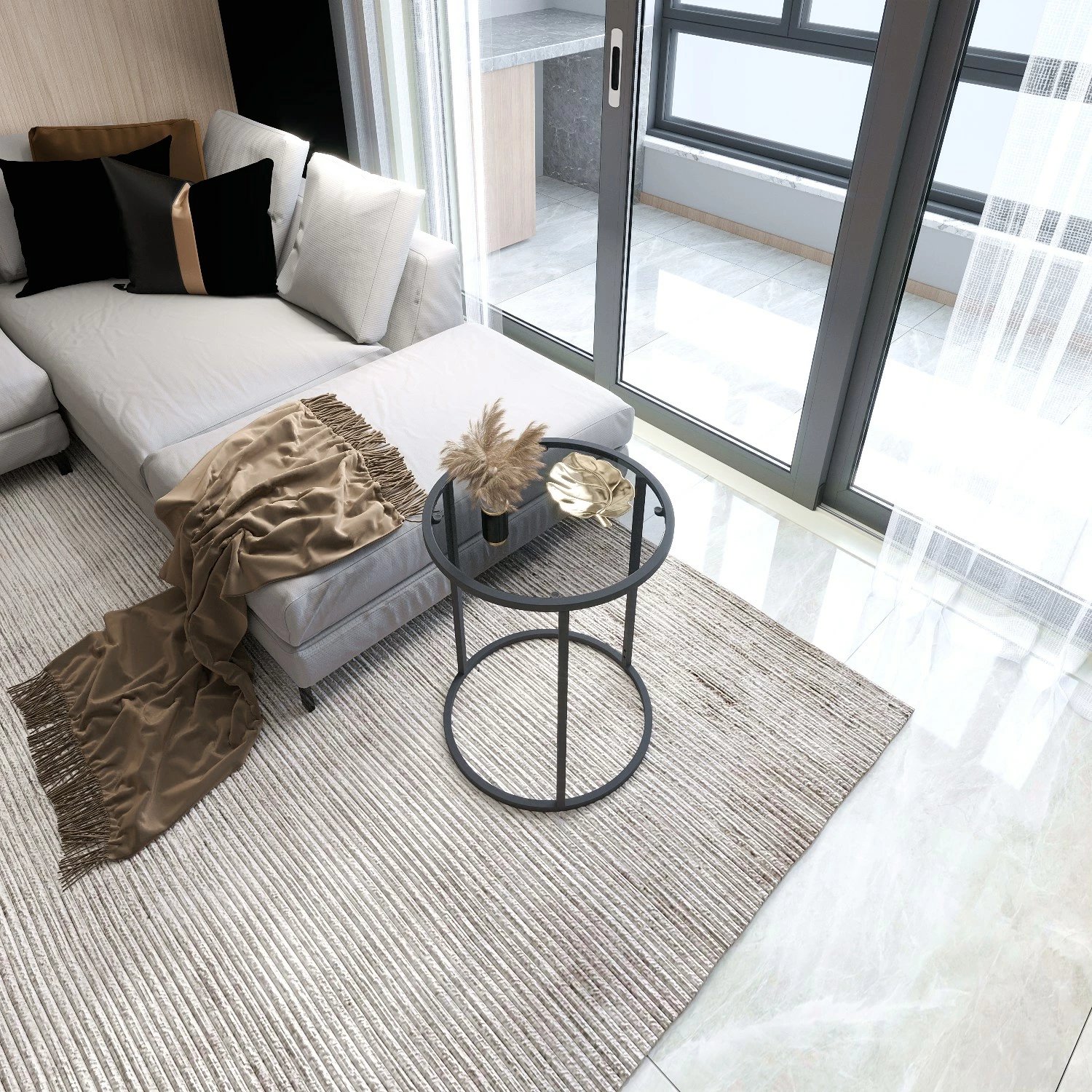 Tavolinë anësore Hanah Home, Alya Tekli, e zezë, xham