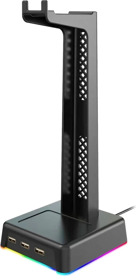 Mbajtëse për kufje Vakoss ST-1545, USB HUB/ RGB, e zezë