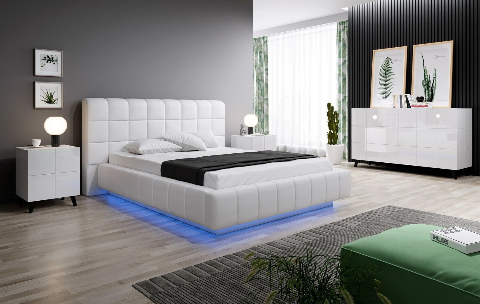 Komodë Cama REJA, shkëlqyese/e bardhë