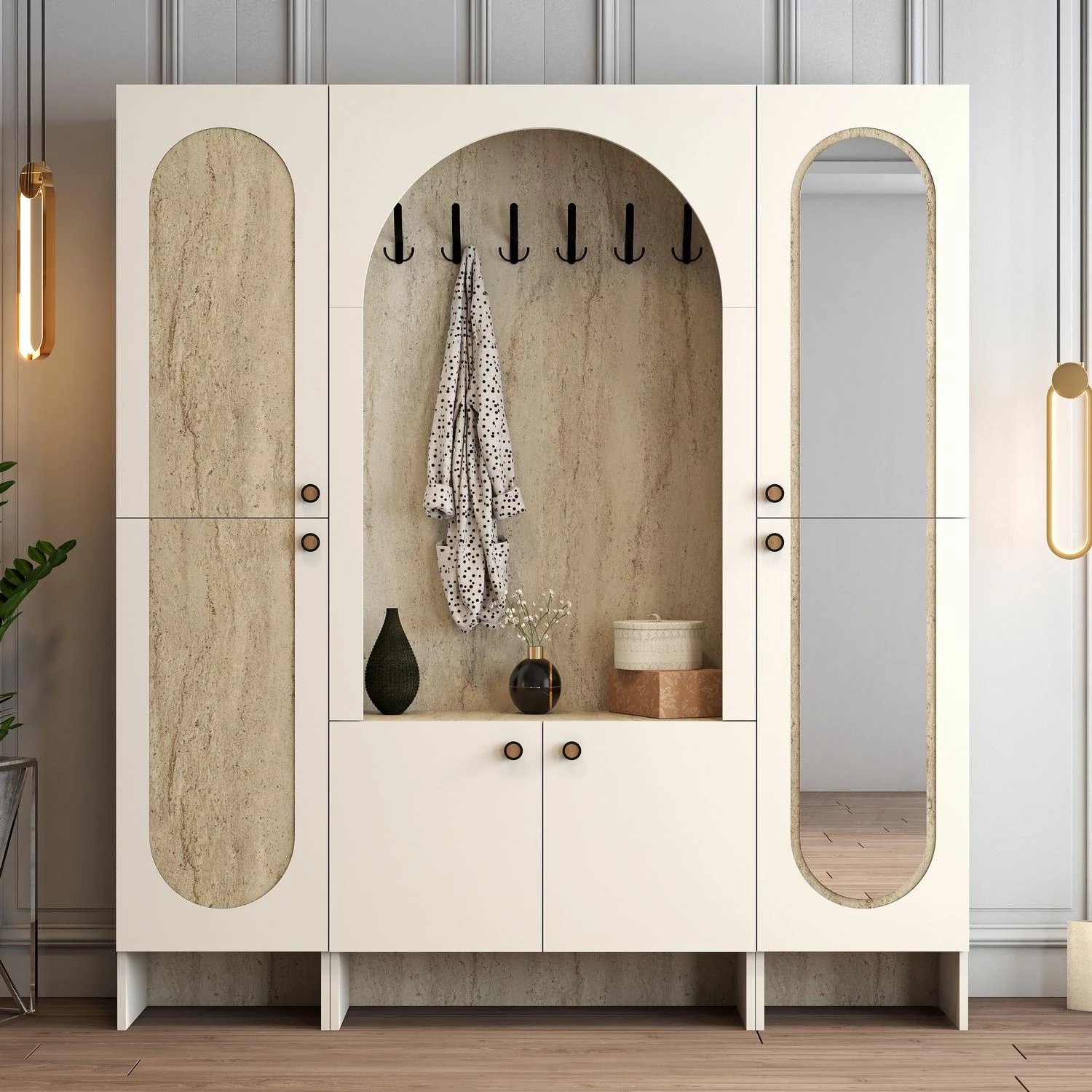 Stendë korridori Skye Decor, ngjyrë krem dhe travertin, Palermo Klm