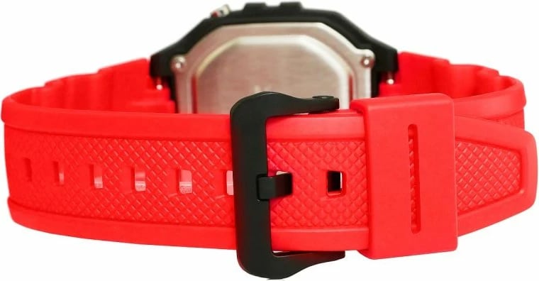 Orë dore për meshkuj Casio W-218H-4B, rrip i kuq, me kuti