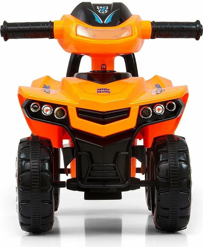 ATV lodër për hipje me zë, Milly Mally Monster, timon interaktiv, depo nën sedilje, ngarkesë 25 kg, 12m+, portokalli