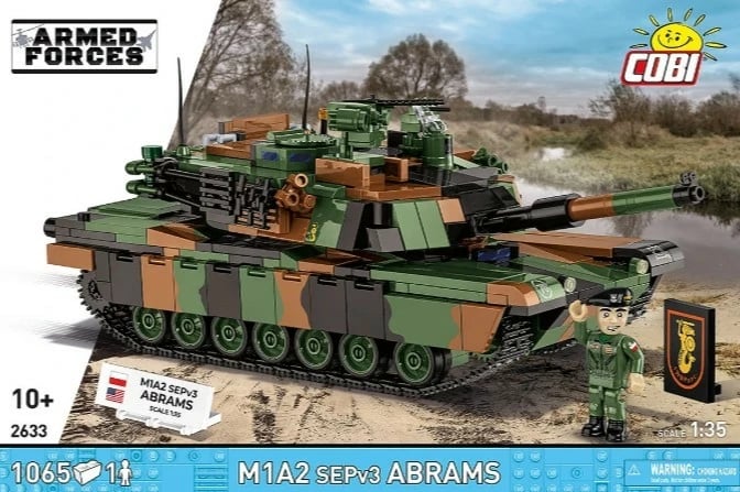 Set blloqe ndërtimi, Cobi, M1A2 SEPv3 Abrams COBI-2633, 1065 copë, shkallë 1:35, 1 figurë, 10+, kamuflazh