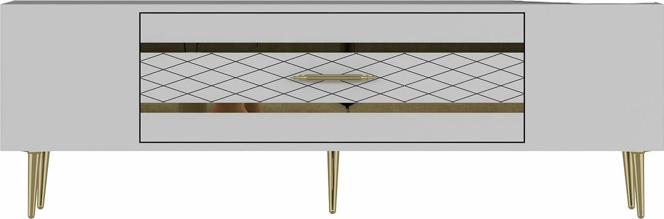Komodë TV, ngjyrë e bardhë dhe ari, Skye Decor, Dekolp2