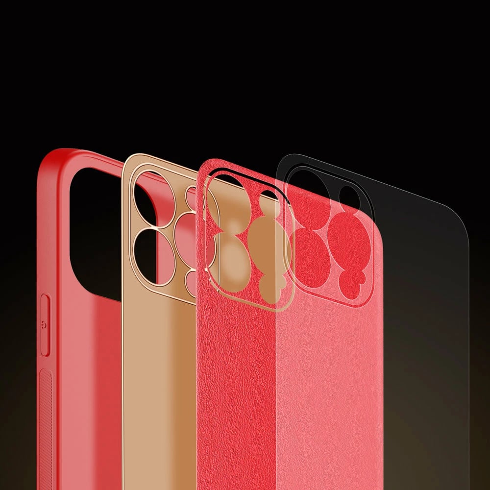 Mbështjellës Dux Ducis Yolo për iPhone 13 Pro, TPU+PU lëkurë, Kuq