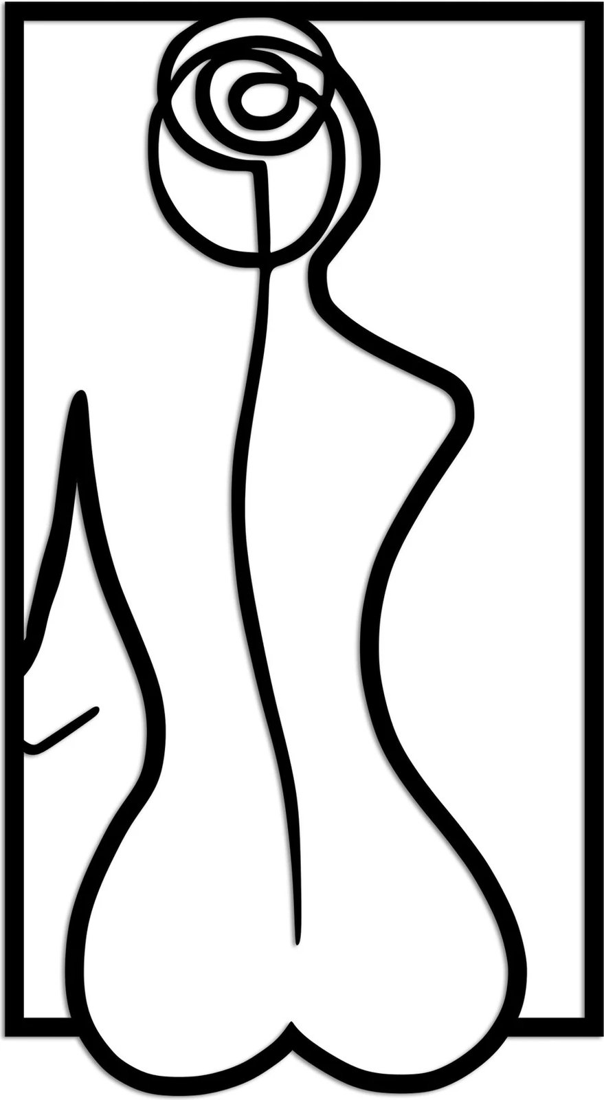 Aksesor dekorativ metalik për mur, siluetë trëndafili, Wallity, i zi, madhësia L