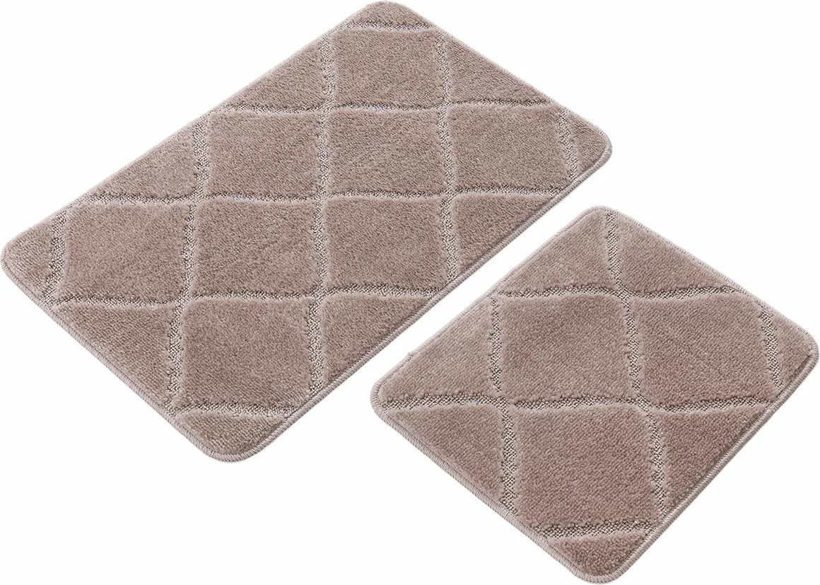 Set tapetash për banjo (2 copë), Mijölnir, me vija, ngjyrë mink Set tapetash për banjo (2 copë), Mijölnir, me vija, ngjyrë mink