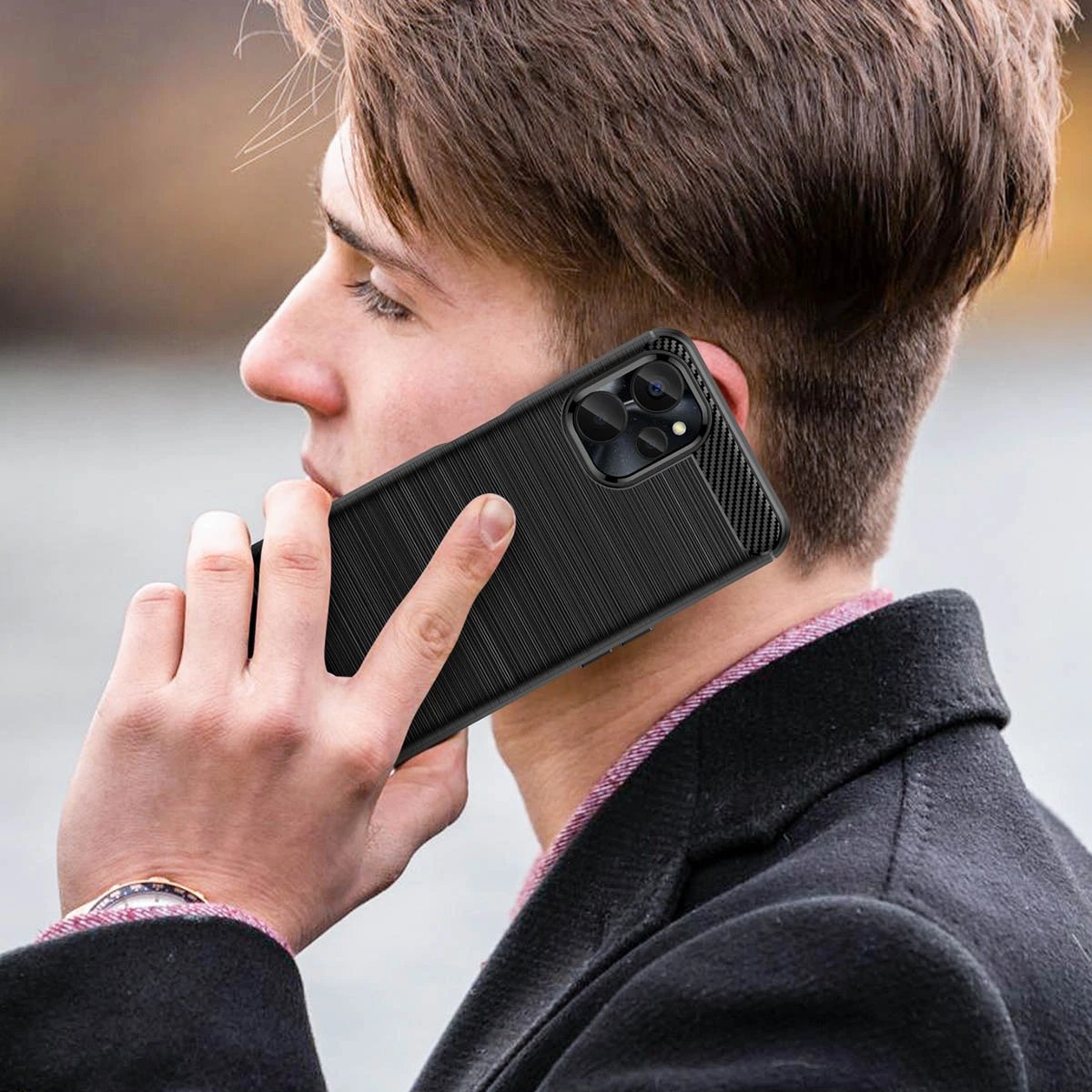 Mbështjellës Hurtel Carbon Case për Realme 10 5G / Realme 9i 5G, TPU, i zi