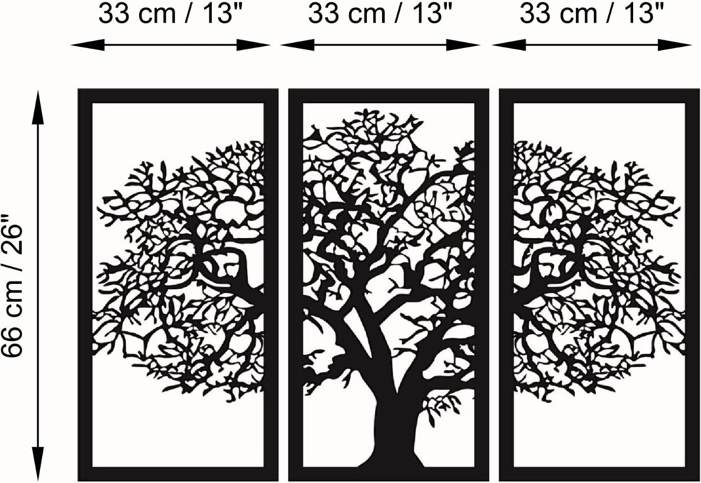 Aksesor dekorativ muri prej druri, Wallity, Ağaç 5, ngjyrë e zezë, 66x105cm