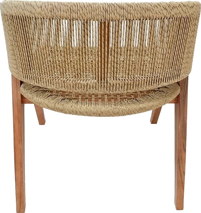 Karrige me krahë Wolly dru teak dhe litar pe, ngjyrë natyrale, 60x60x76cm