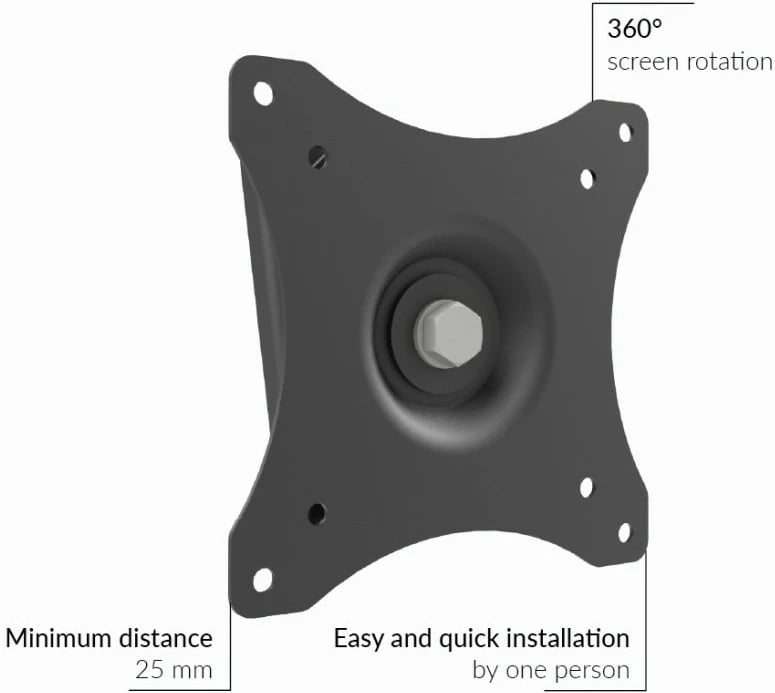 Mbajtës muri për monitor Edbak GD03, VESA 75x75 - 100x100, 10 kg, i zi