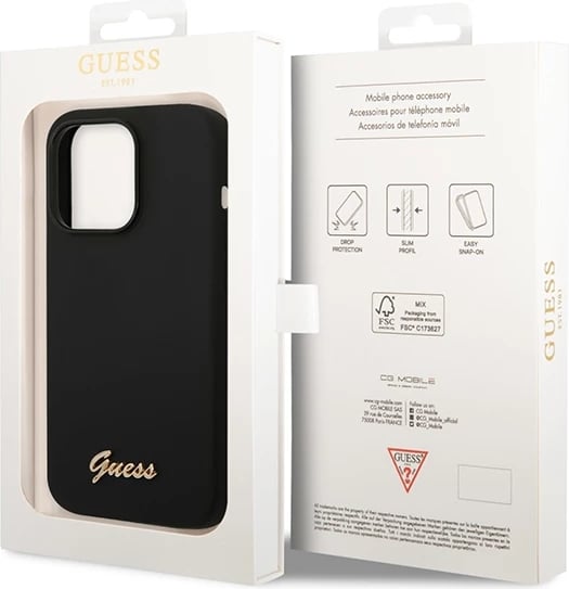Mbështjellës Guess GUHCP14XSLSMK për iPhone 14 Pro Max 6.7", silikon, i zi
