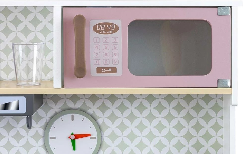 Kuzhinë loje prej druri, Milly Mally, Bjorn, me drita e tinguj, e rregullueshme në lartësi, me aksesorë, rozë