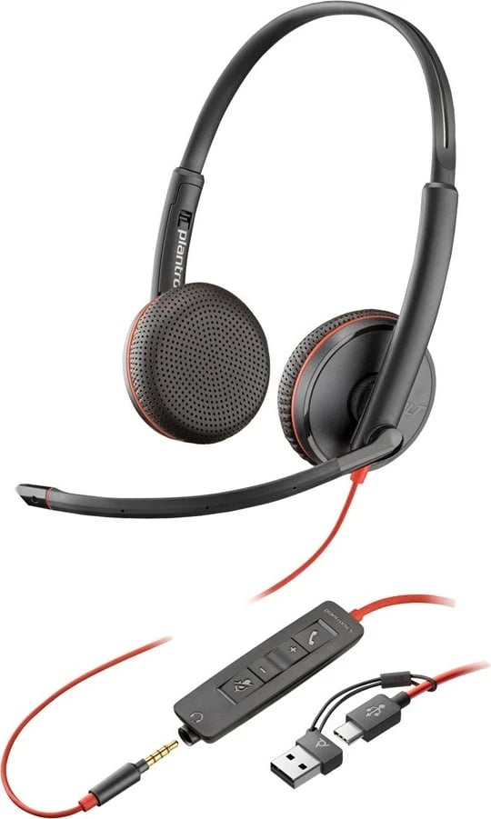 Kufje POLY Blackwire 3225, stereo, USB-C/USB-A/3.5mm, e zezë