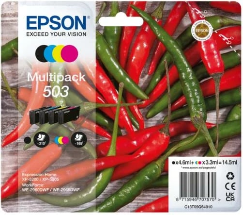 Kartusha boje, Epson, 503 Multipack C13T09Q64010, 14.5 ml gjithsej, ngjyra e zezë cian magenta e verdhë, set 4 copë