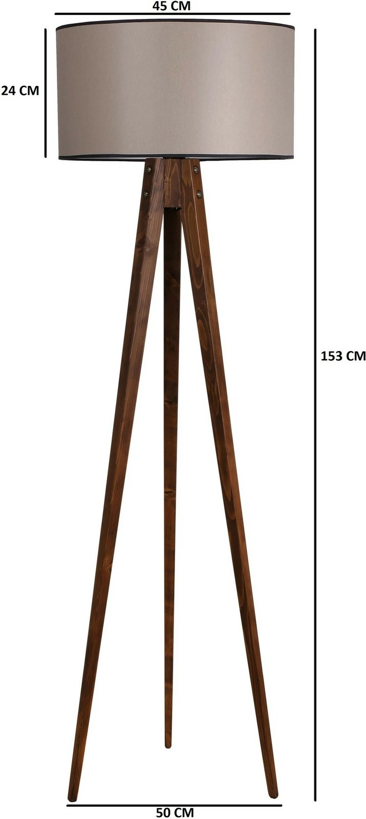 Lambader tripod prej druri, ngjyrë arre, Opviq, cilindër, 82, abajur