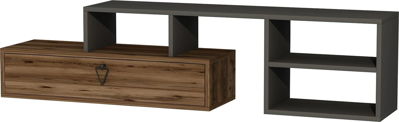 Komodë TV Hanah Home, Duru, ngjyrë arrë e çelët dhe antracit