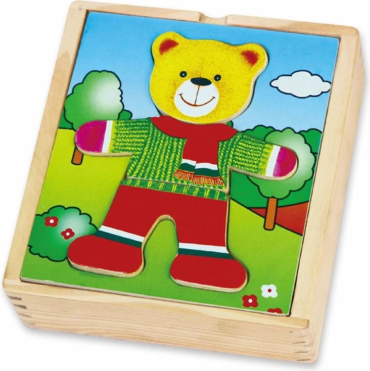Puzzle druri veshjesh, Viga, Bear Boy, 18 pjesë, për 18+ muaj, multikolor