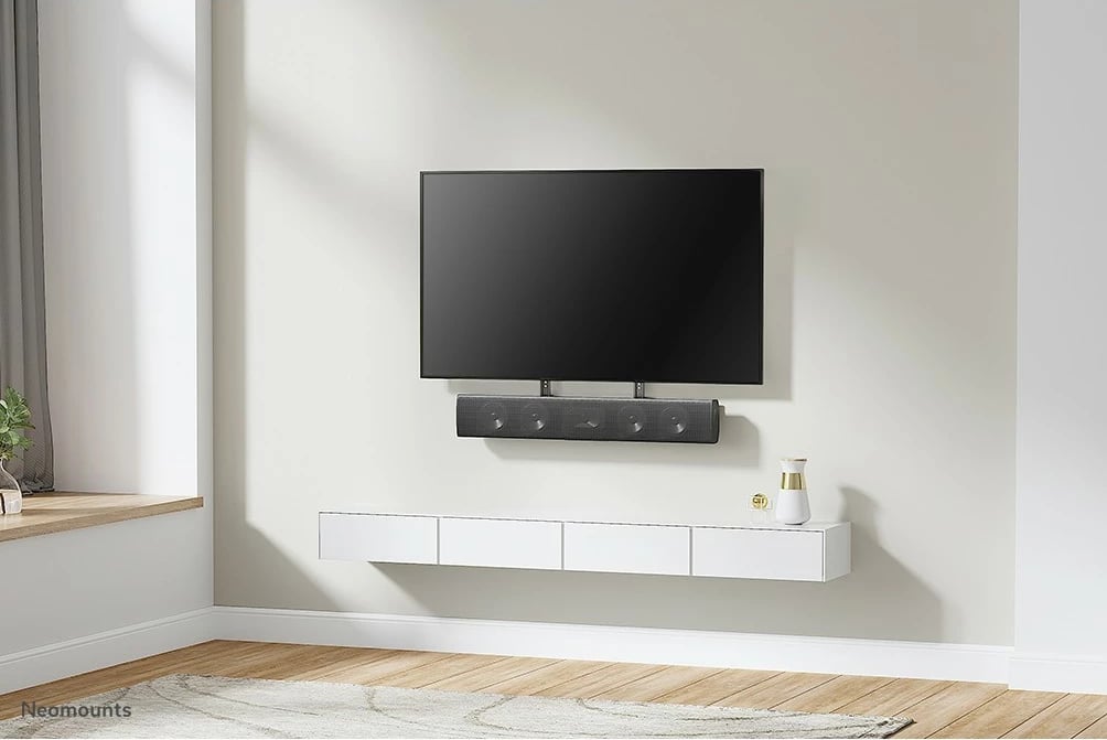 Mbajtës universal videobar/soundbar Neomounts AWL29-750BL1, çelik, 10 kg, i zi